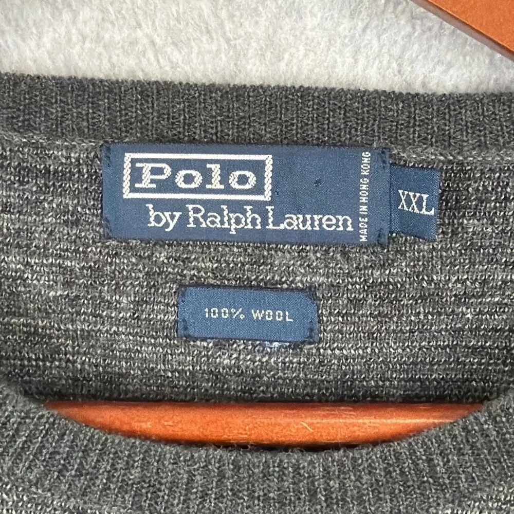 Vintage Polo Ralph Lauren Sweater Mens XXL Gray Wool Lightweight Preppy Pullover